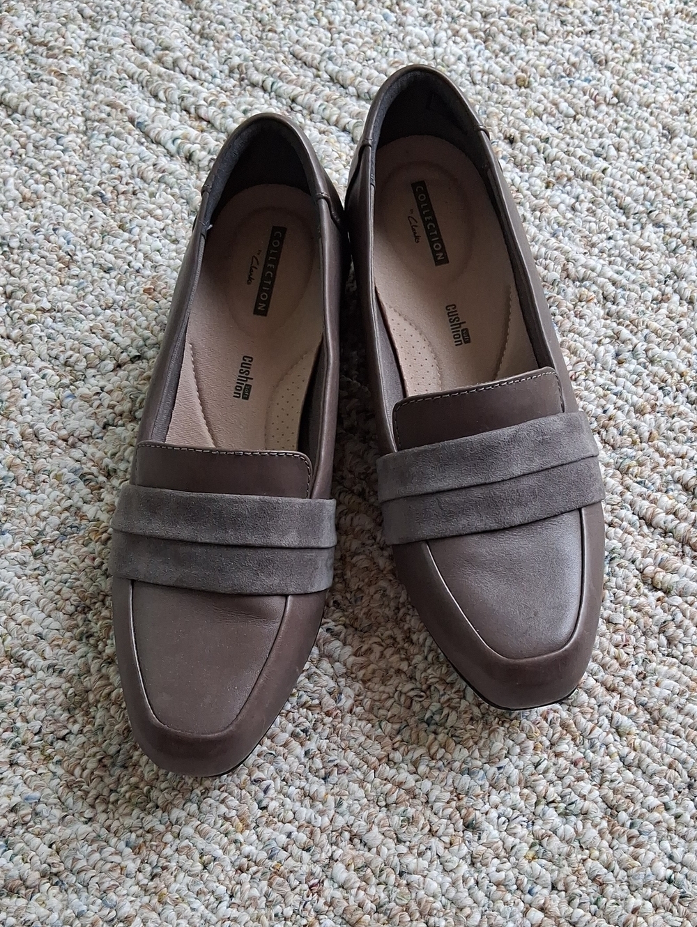 Clarks Taupe Suede-Trim Loafers